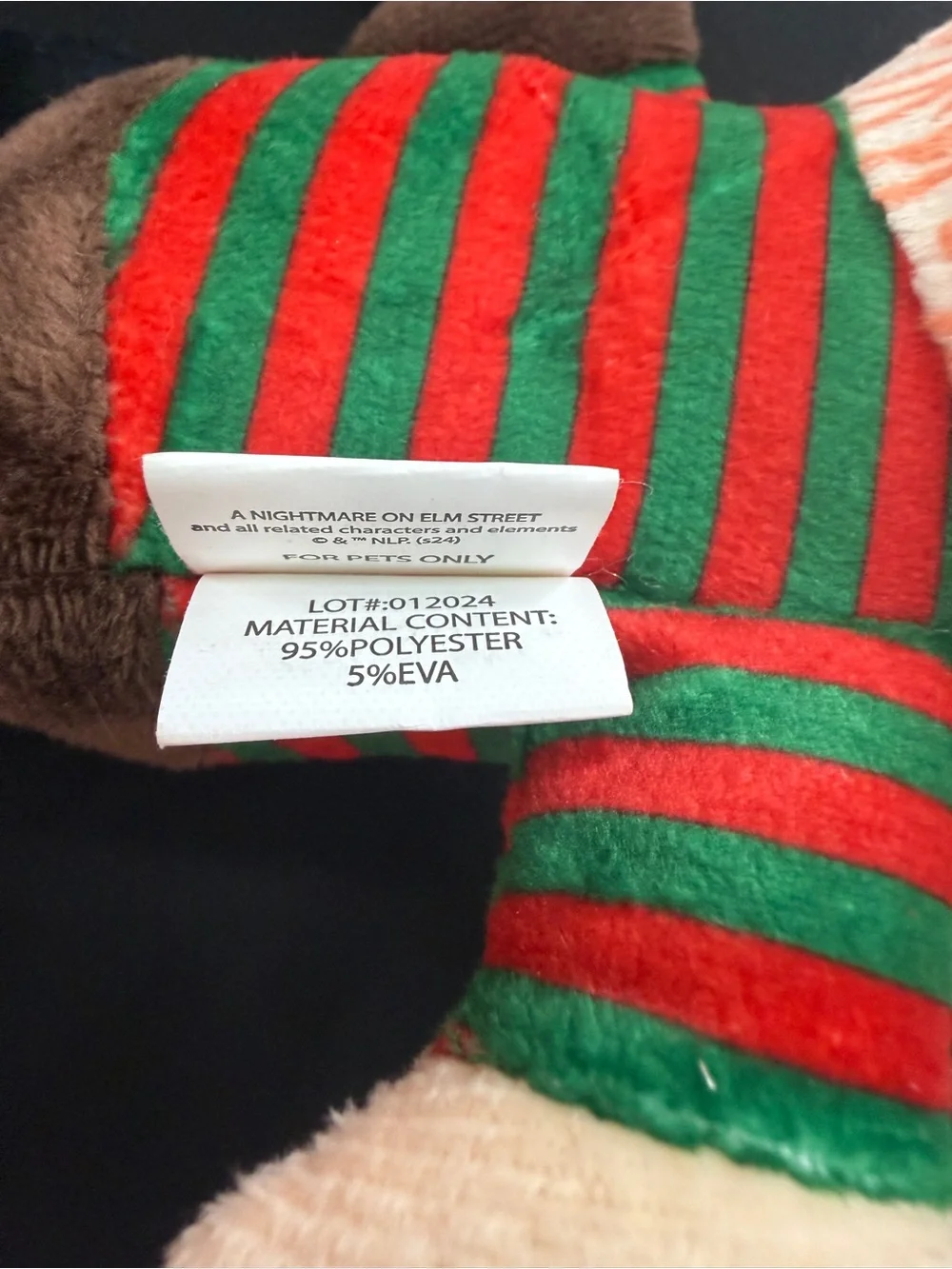 Nightmare On Elm Street Plush Toy Freddy Krueger Squeaky Dog NWOT 9”